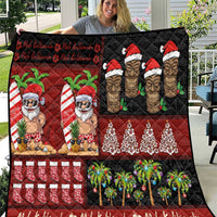 Hawaiian Christmas Quilt - Mele Kalikimaka Island Holiday Vibes - Black Red LT03 Black - Red - Polynesian Pride
