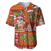 Hawaiian Christmas Baseball Jersey - Mele Kalikimaka Island Holiday Vibes - Red Orange LT03 Red - Orange - Polynesian Pride