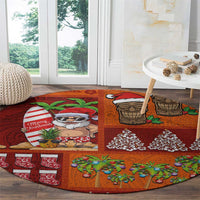 Hawaiian Christmas Round Carpet - Mele Kalikimaka Island Holiday Vibes - Red Orange LT03 - Polynesian Pride