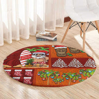 Hawaiian Christmas Round Carpet - Mele Kalikimaka Island Holiday Vibes - Red Orange LT03 - Polynesian Pride