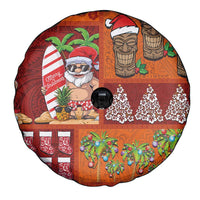 Hawaiian Christmas Spare Tire Cover - Mele Kalikimaka Island Holiday Vibes - Red Orange