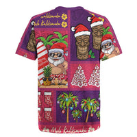 Hawaiian Christmas Rugby Jersey - Mele Kalikimaka Island Holiday Vibes - Pink Purple