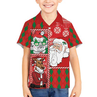 Australian Christmas Family Matching Puletasi and Hawaiian Shirt - Santa Koala Kangaroo and Holiday Cheer