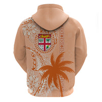 Bula Fiji Zip Hoodie Tropical Flower and Tapa Pattern Peach Fuzz Color LT03 - Polynesian Pride