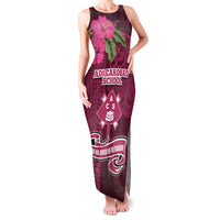Fiji Adi Cakobau School Family Matching Tank Maxi Dress and Hawaiian Shirt Tropical Flower and Tapa Pattern LT03 Mom's Dress Pink - Polynesian Pride