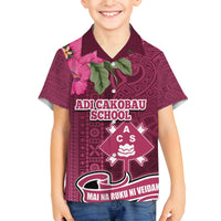 Fiji Adi Cakobau School Family Matching Tank Maxi Dress and Hawaiian Shirt Tropical Flower and Tapa Pattern LT03 Son's Shirt Pink - Polynesian Pride
