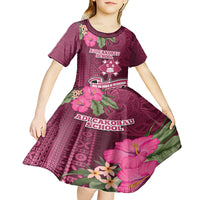 Fiji Adi Cakobau School Kid Short Sleeve Dress Tropical Flower and Tapa Pattern LT03 - Polynesian Pride