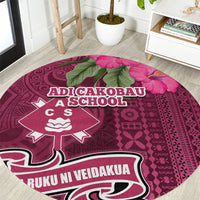 Fiji Adi Cakobau School Round Carpet Tropical Flower and Tapa Pattern LT03 Pink - Polynesian Pride