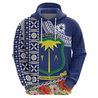 Fiji Natabua High School Hoodie Tropical Flower and Tapa Pattern Blue Style LT03 - Polynesian Pride