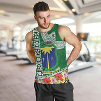 Fiji Natabua High School Men Tank Top Tropical Flower and Tapa Pattern Green Style LT03 Green - Polynesian Pride