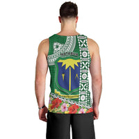 Fiji Natabua High School Men Tank Top Tropical Flower and Tapa Pattern Green Style LT03 - Polynesian Pride