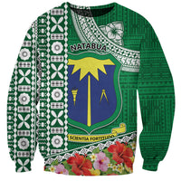 Fiji Natabua High School Sweatshirt Tropical Flower and Tapa Pattern Green Style LT03 Unisex Green - Polynesian Pride