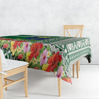 Fiji Natabua High School Tablecloth Tropical Flower and Tapa Pattern Green Style LT03 - Polynesian Pride