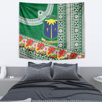 Fiji Natabua High School Tapestry Tropical Flower and Tapa Pattern Green Style LT03 - Polynesian Pride