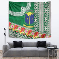 Fiji Natabua High School Tapestry Tropical Flower and Tapa Pattern Green Style LT03 - Polynesian Pride