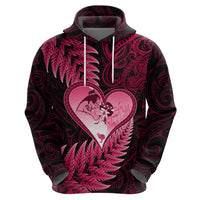 New Zealand Valentine Day Hoodie Aotearoa Warrior Love Story Silver Fern Koru Pink Style LT03 - Polynesian Pride