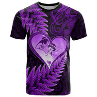 New Zealand Valentine Day T Shirt Aotearoa Warrior Love Story Silver Fern Koru Purple Style LT03 Purple - Polynesian Pride