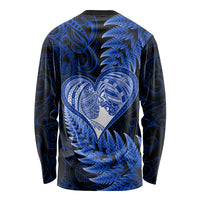 New Zealand Valentine Day Long Sleeve Shirt Aotearoa Warrior Love Story Silver Fern Koru Blue Style LT03 - Polynesian Pride