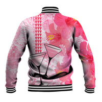 Hawaiian Cocktail Valentine Day Baseball Jacket Hibiscus Kakau Pattern Pink Version LT03 - Polynesian Pride