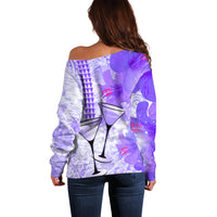 Hawaiian Cocktail Valentine Day Off Shoulder Sweater Hibiscus Kakau Pattern Purple Version LT03 - Polynesian Pride