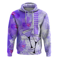 Hawaiian Cocktail Valentine Day Zip Hoodie Hibiscus Kakau Pattern Purple Version LT03 Pullover Hoodie Purple - Polynesian Pride