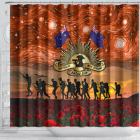 The Rising Sun Badge ANZAC Shower Curtain Last Post Field of Poppy Starry Night Style LT03 - Polynesian Pride