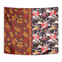 Pan-Pacific Festival Tapestry Hawaiian Tribal and Japanese Pattern Together Culture