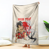 Personalised Pan-Pacific Festival Blanket Japanese Samurai with Hawaiian Pattern