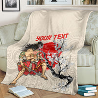 Personalised Pan-Pacific Festival Blanket Japanese Samurai with Hawaiian Pattern