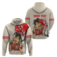 Personalised Pan-Pacific Festival Hoodie Japanese Samurai with Hawaiian Pattern