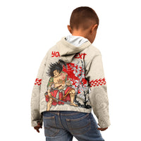 Personalised Pan-Pacific Festival Kid Hoodie Japanese Samurai with Hawaiian Pattern