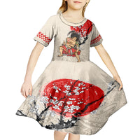 Personalised Pan-Pacific Festival Kid Short Sleeve Dress Japanese Samurai with Hawaiian Pattern
