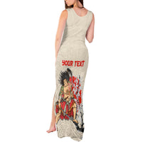 Personalised Pan-Pacific Festival Tank Maxi Dress Japanese Samurai with Hawaiian Pattern