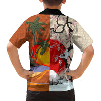 Japanese Culture Hawaii Style Family Matching Tank Maxi Dress and Hawaiian Shirt Mauna Kea and Fuji Mountains LT03 - Polynesian Pride