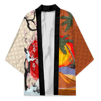 Japanese Culture Hawaii Style Kimono Mauna Kea and Fuji Mountains - Polynesian Pride