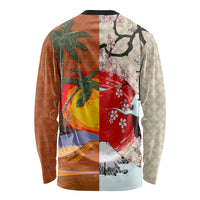 Japanese Culture Hawaii Style Long Sleeve Shirt Mauna Kea and Fuji Mountains LT03 - Polynesian Pride