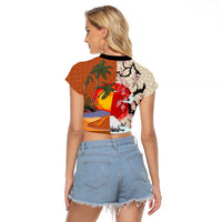 Pan-Pacific Festival Raglan Cropped T Shirt Mauna Kea and Fuji Mountains