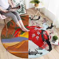 Japanese Culture Hawaii Style Round Carpet Mauna Kea and Fuji Mountains LT03 - Polynesian Pride
