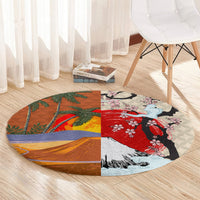 Japanese Culture Hawaii Style Round Carpet Mauna Kea and Fuji Mountains LT03 - Polynesian Pride