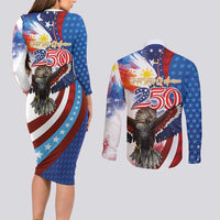 Philippines and United States Semiquincentennial Couples Matching Long Sleeve Bodycon Dress and Long Sleeve Button Shirt Eagle and National Flag Style