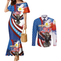 Philippines and United States Semiquincentennial Couples Matching Mermaid Dress and Long Sleeve Button Shirt Eagle and National Flag Style