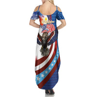 Philippines and United States Semiquincentennial Summer Maxi Dress Eagle and National Flag Style