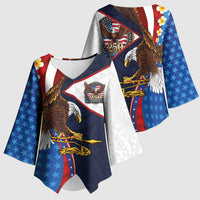 American Samoa and United States Semiquincentennial Kimono Sleeve Blouse Bald Eagle with National Flag Style LT03 - Polynesian Pride
