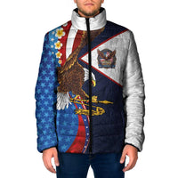 American Samoa and United States Semiquincentennial Padded Jacket Bald Eagle with National Flag Style LT03 Men Multicolor - Polynesian Pride