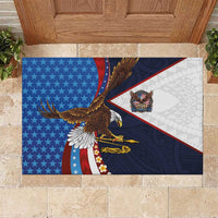 American Samoa and United States Semiquincentennial Rubber Doormat Bald Eagle with National Flag Style LT03 Multicolor - Polynesian Pride