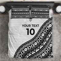Custom Fijian Rugby Bedding Set Tapa Pattern and Palm Tree Tribal