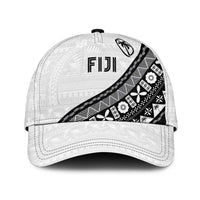 Fijian Rugby Classic Cap Tapa Pattern and Palm Tree Tribal LT03 Universal Fit White - Polynesian Pride