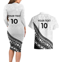 Custom Fijian Rugby Couples Matching Long Sleeve Bodycon Dress and Hawaiian Shirt Tapa Pattern and Palm Tree Tribal LT03 - Polynesian Pride