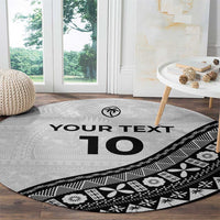 Custom Fijian Rugby Round Carpet Tapa Pattern and Palm Tree Tribal LT03 - Polynesian Pride