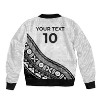 Custom Fijian Rugby Sleeve Zip Bomber Jacket Tapa Pattern and Palm Tree Tribal LT03 - Polynesian Pride